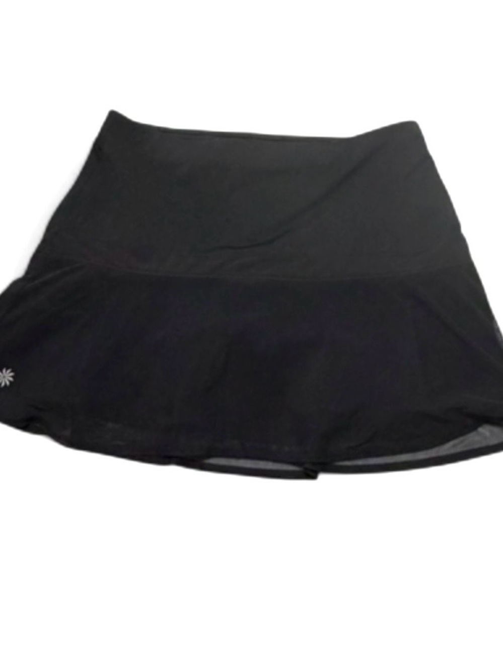 ATHLETA Black Tennis Skort Size XS Mesh Overlay Ruffle Built In Shorts-Athletic